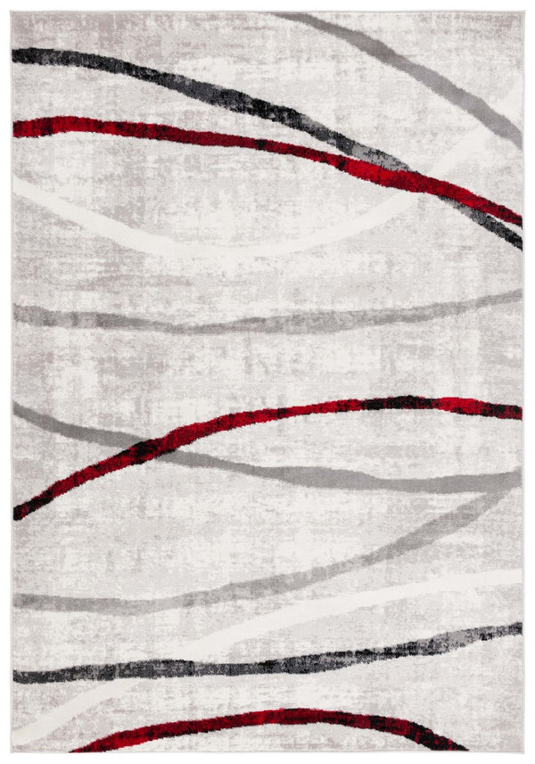 Safavieh Skyler 112 Power Loomed 55% Polypropylene, 40% Jute, 5% Polyester Modern Rug Ivory Grey / Red SKY112P-9