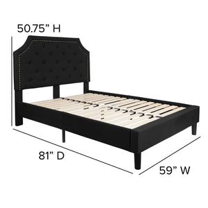 English Elm Brighton Full Size Tufted Upholstered Platform Bed – Elegant Design with Arched Headboard & Nailhead Trim Black In Stock. Usually ships in 24 - 48 business hours SL-BK4-F-BK-GG