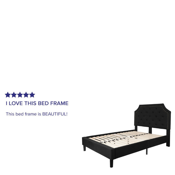 English Elm Brighton Full Size Tufted Upholstered Platform Bed – Elegant Design with Arched Headboard & Nailhead Trim Black In Stock. Usually ships in 24 - 48 business hours SL-BK4-F-BK-GG
