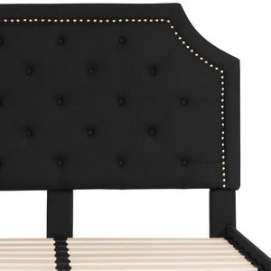 English Elm Brighton Full Size Tufted Upholstered Platform Bed – Elegant Design with Arched Headboard & Nailhead Trim Black In Stock. Usually ships in 24 - 48 business hours SL-BK4-F-BK-GG