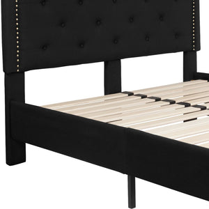 English Elm Brighton Full Size Tufted Upholstered Platform Bed – Elegant Design with Arched Headboard & Nailhead Trim Black In Stock. Usually ships in 24 - 48 business hours SL-BK4-F-BK-GG