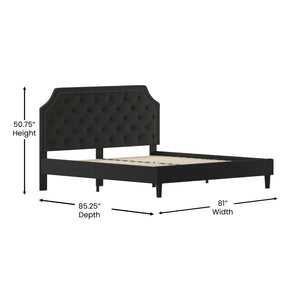 English Elm Brighton Full Size Tufted Upholstered Platform Bed – Elegant Design with Arched Headboard & Nailhead Trim Black In Stock. Usually ships in 24 - 48 business hours SL-BK4-K-BK-GG