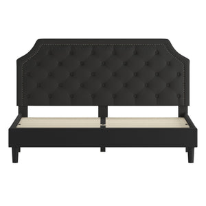 English Elm Brighton Full Size Tufted Upholstered Platform Bed – Elegant Design with Arched Headboard & Nailhead Trim Black In Stock. Usually ships in 24 - 48 business hours SL-BK4-K-BK-GG