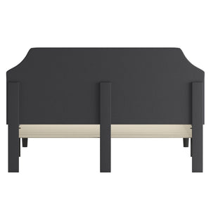 English Elm Brighton Full Size Tufted Upholstered Platform Bed – Elegant Design with Arched Headboard & Nailhead Trim Dark Gray SL-BK4-K-DG-GG