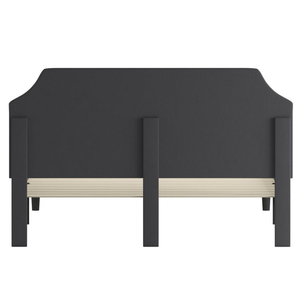 English Elm Brighton Full Size Tufted Upholstered Platform Bed – Elegant Design with Arched Headboard & Nailhead Trim Dark Gray SL-BK4-K-DG-GG