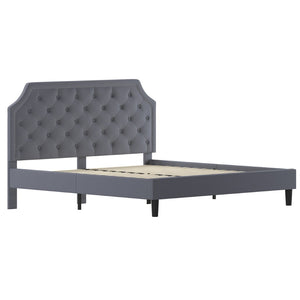 English Elm Brighton Full Size Tufted Upholstered Platform Bed – Elegant Design with Arched Headboard & Nailhead Trim Light Gray In Stock. Usually ships in 24 - 48 business hours SL-BK4-K-LG-GG