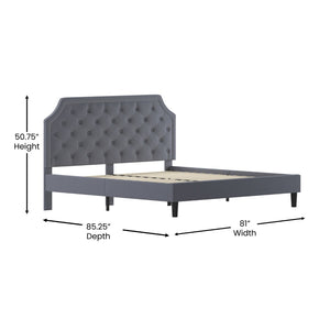 English Elm Brighton Full Size Tufted Upholstered Platform Bed – Elegant Design with Arched Headboard & Nailhead Trim Light Gray In Stock. Usually ships in 24 - 48 business hours SL-BK4-K-LG-GG