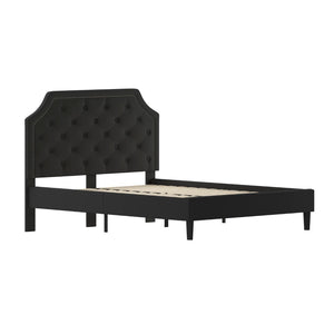 English Elm Brighton Full Size Tufted Upholstered Platform Bed – Elegant Design with Arched Headboard & Nailhead Trim Black In Stock. Usually ships in 24 - 48 business hours SL-BK4-Q-BK-GG
