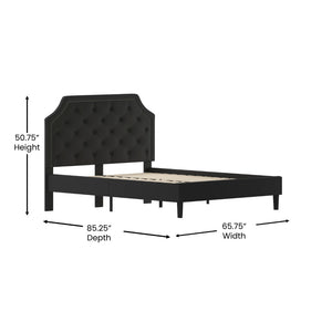 English Elm Brighton Full Size Tufted Upholstered Platform Bed – Elegant Design with Arched Headboard & Nailhead Trim Black In Stock. Usually ships in 24 - 48 business hours SL-BK4-Q-BK-GG