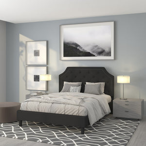 English Elm Brighton Full Size Tufted Upholstered Platform Bed – Elegant Design with Arched Headboard & Nailhead Trim Black In Stock. Usually ships in 24 - 48 business hours SL-BK4-Q-BK-GG