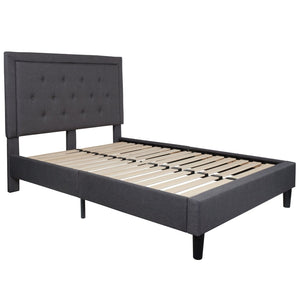 English Elm Roxbury Full Size Tufted Upholstered Platform Bed with Modern Design and Sturdy Support System Dark Gray In Stock. Usually ships in 24 - 48 business hours SL-BK5-F-DG-GG