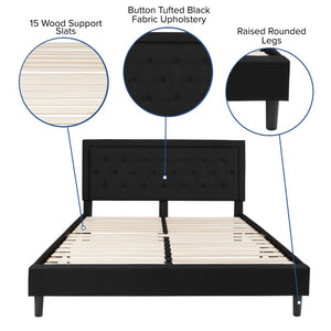 English Elm Roxbury Full Size Tufted Upholstered Platform Bed with Modern Design and Sturdy Support System Black In Stock. Usually ships in 24 - 48 business hours SL-BK5-K-BK-GG