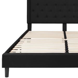 English Elm Roxbury Full Size Tufted Upholstered Platform Bed with Modern Design and Sturdy Support System Black In Stock. Usually ships in 24 - 48 business hours SL-BK5-K-BK-GG