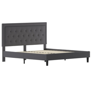 English Elm Roxbury Full Size Tufted Upholstered Platform Bed with Modern Design and Sturdy Support System Dark Gray In Stock. Usually ships in 24 - 48 business hours SL-BK5-K-DG-GG