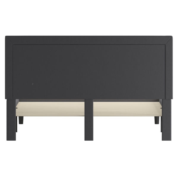 English Elm Roxbury Full Size Tufted Upholstered Platform Bed with Modern Design and Sturdy Support System Dark Gray In Stock. Usually ships in 24 - 48 business hours SL-BK5-K-DG-GG