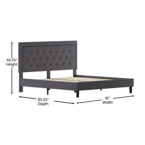English Elm Roxbury Full Size Tufted Upholstered Platform Bed with Modern Design and Sturdy Support System Dark Gray In Stock. Usually ships in 24 - 48 business hours SL-BK5-K-DG-GG