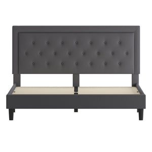 English Elm Roxbury Full Size Tufted Upholstered Platform Bed with Modern Design and Sturdy Support System Dark Gray In Stock. Usually ships in 24 - 48 business hours SL-BK5-K-DG-GG