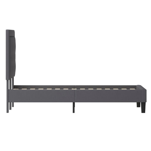 English Elm Roxbury Full Size Tufted Upholstered Platform Bed with Modern Design and Sturdy Support System Dark Gray In Stock. Usually ships in 24 - 48 business hours SL-BK5-K-DG-GG