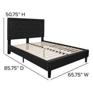 English Elm Roxbury Full Size Tufted Upholstered Platform Bed with Modern Design and Sturdy Support System Black In Stock. Usually ships in 24 - 48 business hours SL-BK5-Q-BK-GG