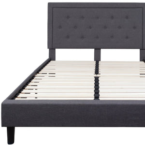 English Elm Roxbury Full Size Tufted Upholstered Platform Bed with Modern Design and Sturdy Support System Dark Gray In Stock. Usually ships in 24 - 48 business hours SL-BK5-Q-DG-GG
