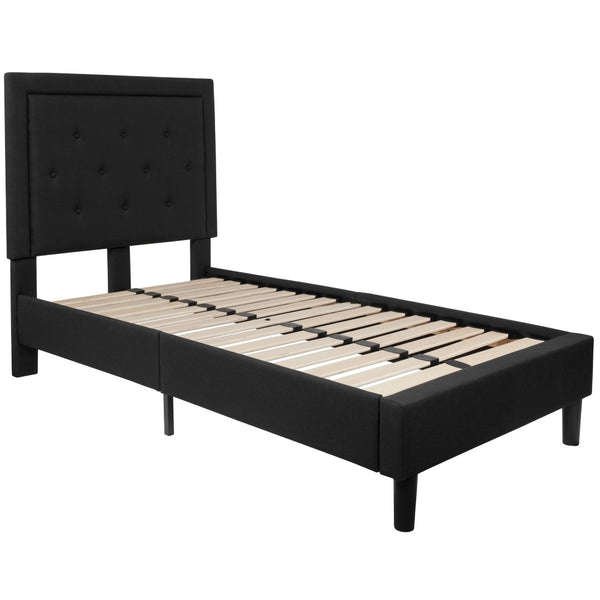 English Elm Roxbury Full Size Tufted Upholstered Platform Bed with Modern Design and Sturdy Support System Black In Stock. Usually ships in 24 - 48 business hours SL-BK5-T-BK-GG