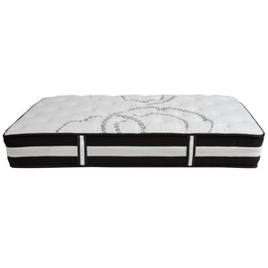 English Elm Roxbury Twin Size Tufted Upholstered Platform Bed with Pocket Spring Mattress for Ultimate Comfort Black SL-BM-21-GG