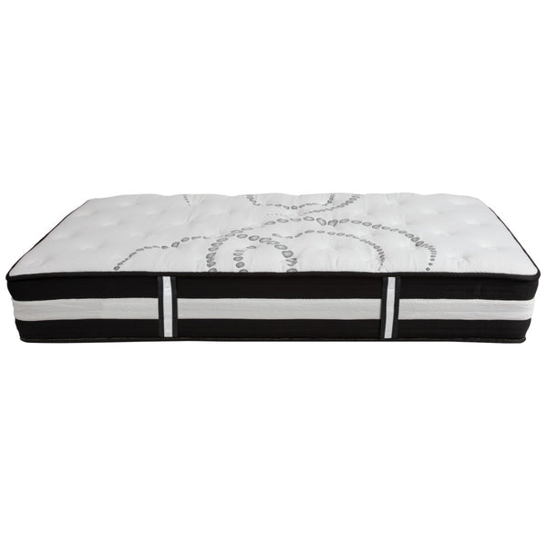 English Elm Roxbury Twin Size Tufted Upholstered Platform Bed with Pocket Spring Mattress for Ultimate Comfort Black SL-BM-21-GG