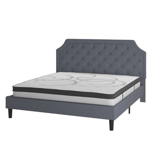 English Elm Brighton Full Size Tufted Upholstered Platform Bed with Pocket Spring Mattress for Modern Comfort Light Gray In Stock. Usually ships in 24 - 48 business hours SL-BM10-12-GG