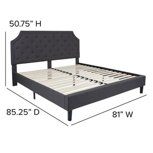 English Elm Brighton Full Size Tufted Upholstered Platform Bed with Pocket Spring Mattress for Modern Comfort Dark Gray SL-BM10-16-GG