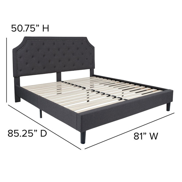 English Elm Brighton Full Size Tufted Upholstered Platform Bed with Pocket Spring Mattress for Modern Comfort Dark Gray SL-BM10-16-GG