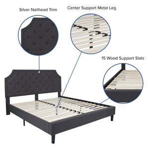 English Elm Brighton Full Size Tufted Upholstered Platform Bed with Pocket Spring Mattress for Modern Comfort Dark Gray SL-BM10-16-GG