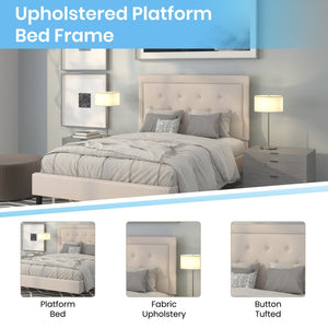 English Elm Roxbury Full Size Tufted Upholstered Platform Bed with 10" Pocket Spring Mattress for Ultimate Comfort Beige In Stock. Usually ships in 24 - 48 business hours SL-BM10-18-GG