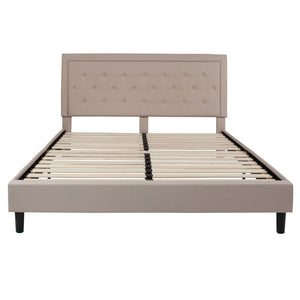 English Elm Roxbury Full Size Tufted Upholstered Platform Bed with 10" Pocket Spring Mattress for Ultimate Comfort Beige In Stock. Usually ships in 24 - 48 business hours SL-BM10-20-GG