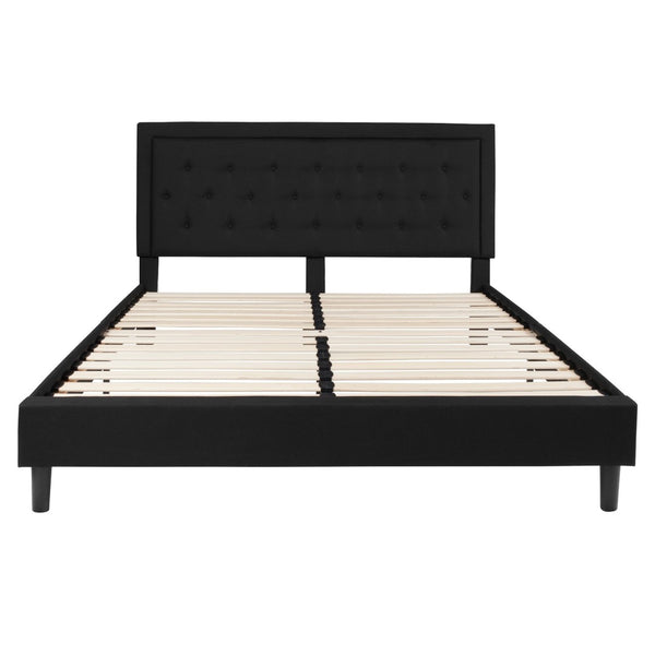 English Elm Roxbury Full Size Tufted Upholstered Platform Bed with 10" Pocket Spring Mattress for Ultimate Comfort Black SL-BM10-24-GG