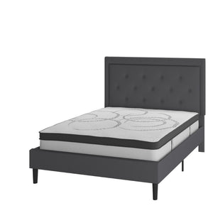 English Elm Roxbury Full Size Tufted Upholstered Platform Bed with 10" Pocket Spring Mattress for Ultimate Comfort Dark Gray In Stock. Usually ships in 24 - 48 business hours SL-BM10-30-GG