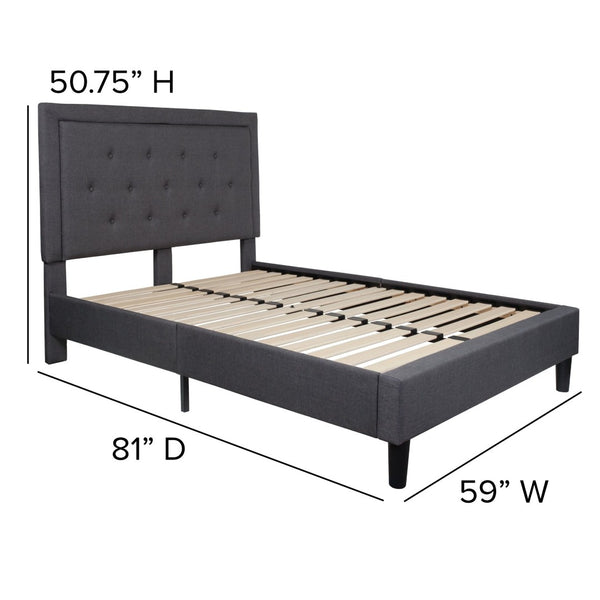 English Elm Roxbury Full Size Tufted Upholstered Platform Bed with 10" Pocket Spring Mattress for Ultimate Comfort Dark Gray In Stock. Usually ships in 24 - 48 business hours SL-BM10-30-GG