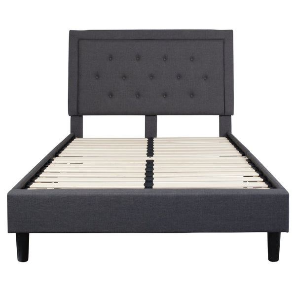 English Elm Roxbury Full Size Tufted Upholstered Platform Bed with 10" Pocket Spring Mattress for Ultimate Comfort Dark Gray In Stock. Usually ships in 24 - 48 business hours SL-BM10-30-GG