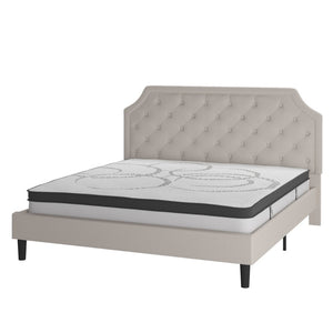 English Elm Brighton Full Size Tufted Upholstered Platform Bed with Pocket Spring Mattress for Modern Comfort Beige In Stock. Usually ships in 24 - 48 business hours SL-BM10-4-GG