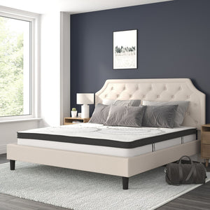 English Elm Brighton Full Size Tufted Upholstered Platform Bed with Pocket Spring Mattress for Modern Comfort Beige In Stock. Usually ships in 24 - 48 business hours SL-BM10-4-GG