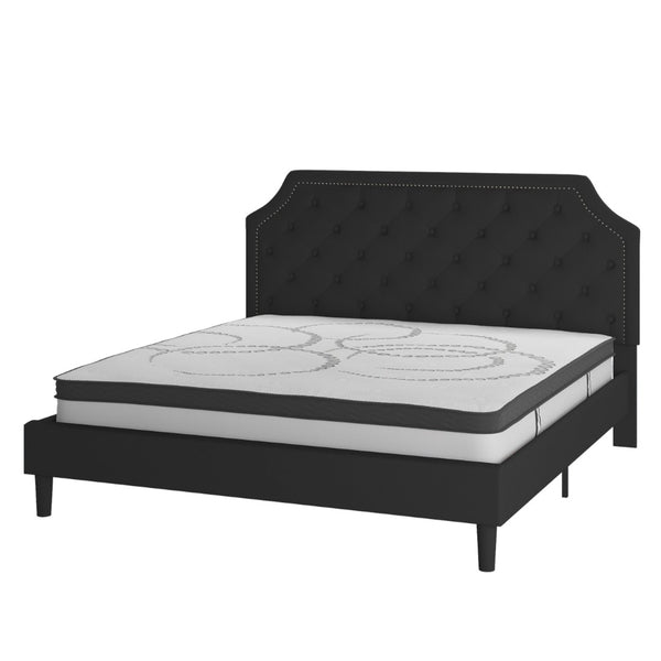 English Elm Brighton Full Size Tufted Upholstered Platform Bed with Pocket Spring Mattress for Modern Comfort Black In Stock. Usually ships in 24 - 48 business hours SL-BM10-8-GG