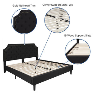 English Elm Brighton Full Size Tufted Upholstered Platform Bed with Pocket Spring Mattress for Modern Comfort Black In Stock. Usually ships in 24 - 48 business hours SL-BM10-8-GG