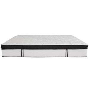 English Elm Roxbury Queen Size Tufted Upholstered Platform Bed with Hybrid Memory Foam Mattress for Comfort Dark Gray SL-BMF-31-GG