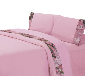 Hiend Accents Camo Sheet Set – Transform Your Bedroom With Nature-inspired Comfort And Rustic Charm For Relaxation Pink 100% Polyester Sl1002-tw-pk