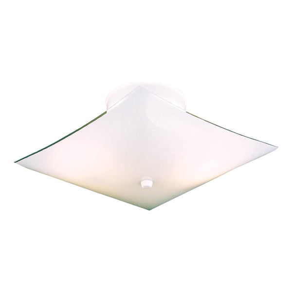Thomas Lighting Veil Two Light Flush Mount White Metal Geometric Glass Shades Low Profile Ceiling SL123