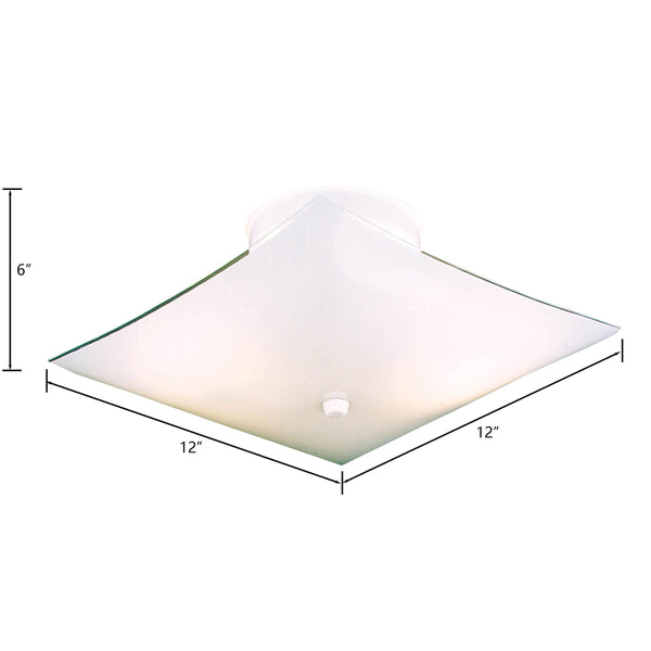 Thomas Lighting Veil Two Light Flush Mount White Metal Geometric Glass Shades Low Profile Ceiling SL123
