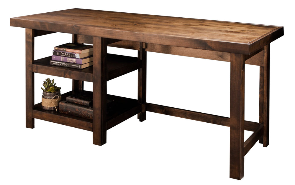 Legends Furniture Bridgevine Home Sausalito 60 Inch Workstation Desk, No Assembly Required, Whiskey Finish Fruitwood, Brown Knotty Alder Solids And Veneers Sl6250.Wky