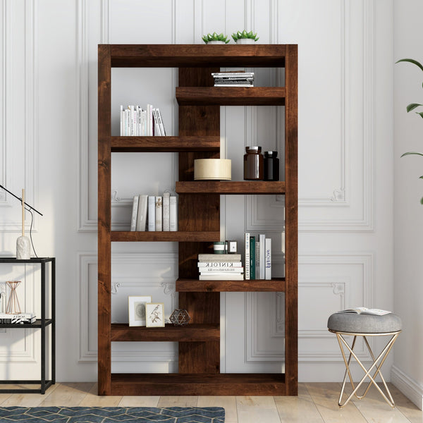 Legends Furniture Bridgevine Home Sausalito 72 Inch High 6-shelf Bookcase, No Assembly Required, Whiskey Finish Whiskey, Brown Knotty Alder Solids And Veneers Sl6972.Wky