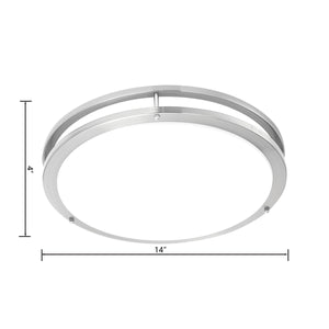Thomas Lighting Clarion Architectural LED Flush Mount with Glass Diffuser for Modern Interiors Nickel 14 inches SL705078