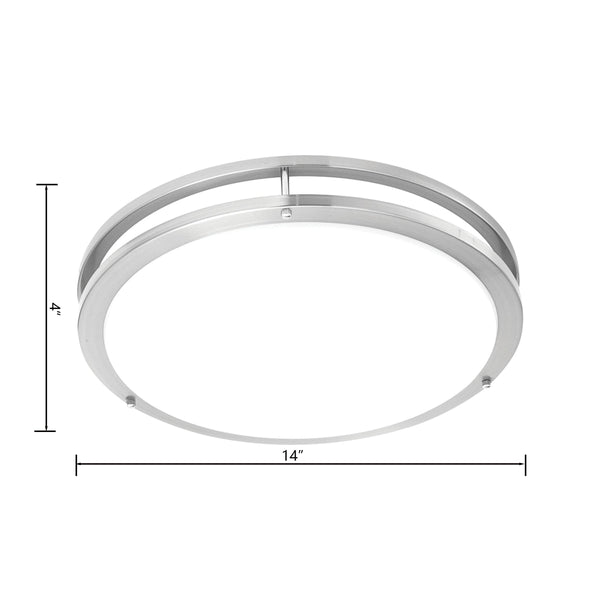 Thomas Lighting Clarion Architectural LED Flush Mount with Glass Diffuser for Modern Interiors Nickel 14 inches SL705078