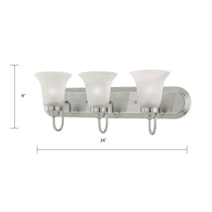 Thomas Lighting Whitmore Three Light Vanity Bar with Tulip Shades and Satin Pewter Metal Finish 24 inches SL710341